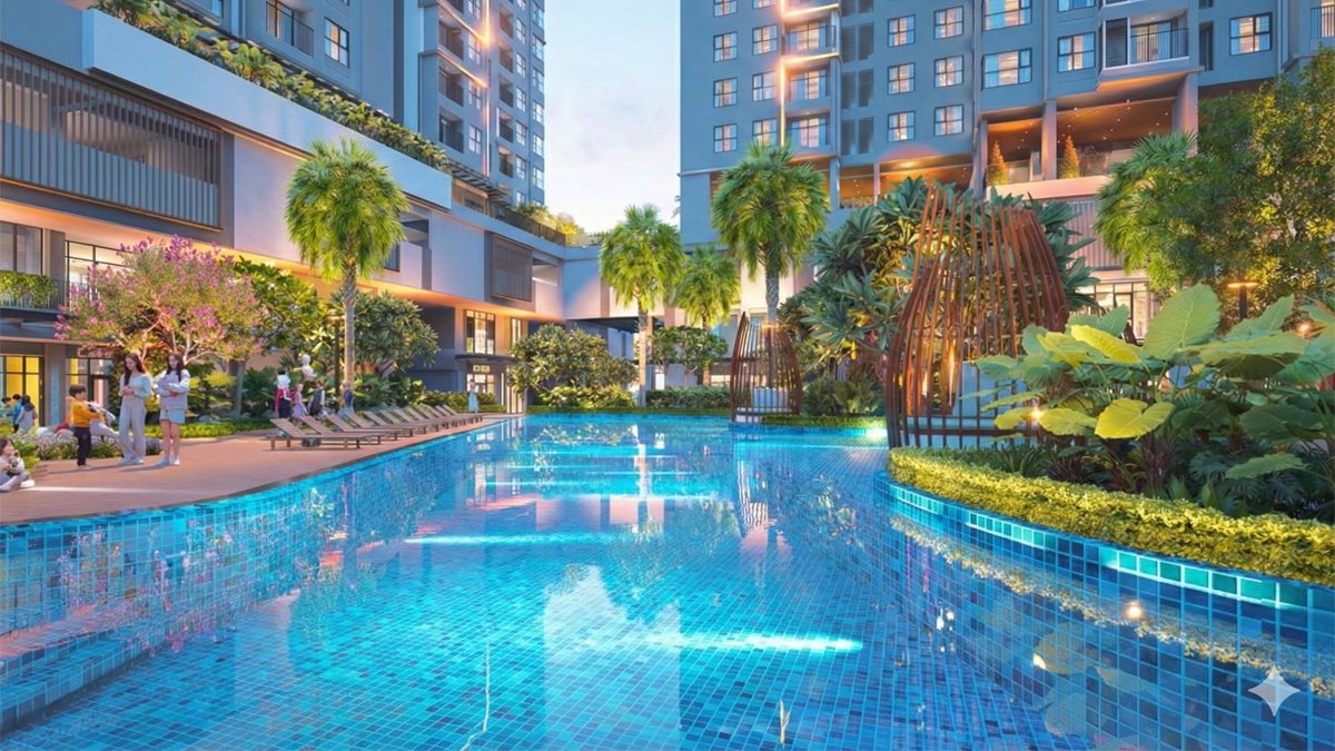 Hồ bơi tràn bờ sang trọng tại The Harmonie