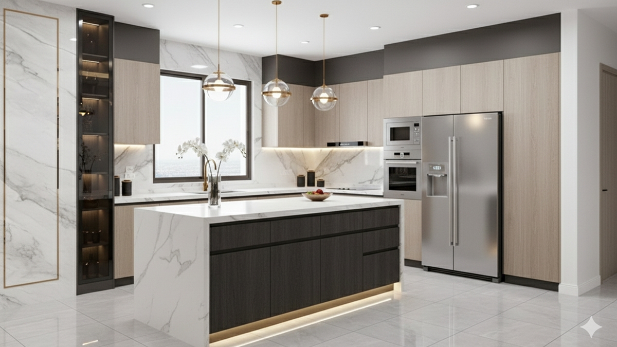 Khu vực bếp tiện nghi tại The Harmonie