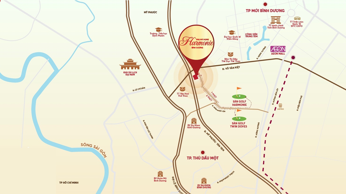 Sơ đồ vị trí chiến lược dự án The Harmonie Thủ Dầu Một