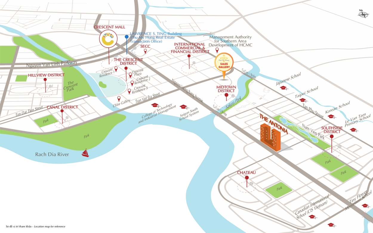 Bản đồ vị trí chiến lược dự án The Antonia trên trục Nguyễn Lương Bằng